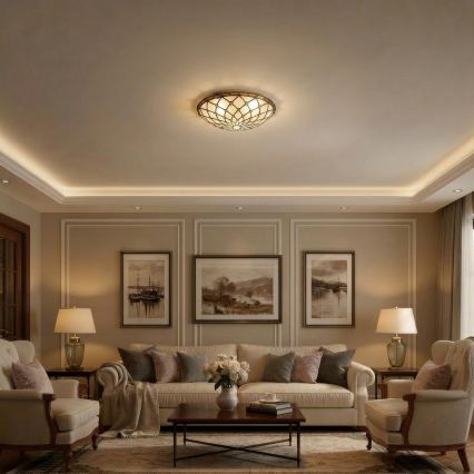 Brilagi - Φωτιστικό οροφής Tiffany με βιτρώ, εκρού, 2xE27/60W/230V, Ø 40 cm