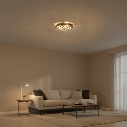 Brilagi - Φωτιστικό οροφής Tiffany με βιτρώ, εκρού, 2xE27/60W/230V, Ø 40 cm