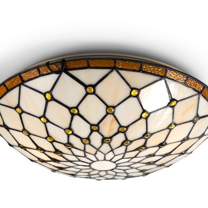 Brilagi - Φωτιστικό οροφής Tiffany με βιτρώ, εκρού, 2xE27/60W/230V, Ø 40 cm