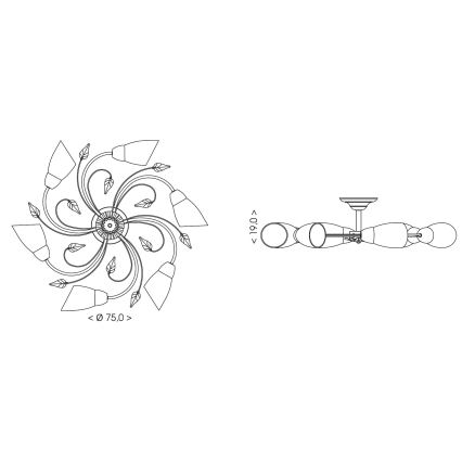 BRILAGI - Φωτιστικό οροφής WILLOW 6xE27/40W/230V Ø 75 cm μπρονζέ