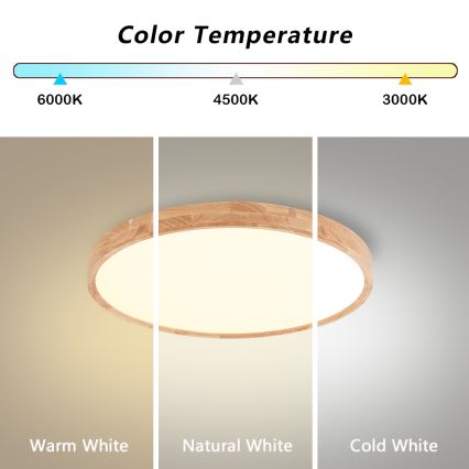 Brilagi - Φωτιστικό οροφής LED WOODROUND LED/30W/230V 3000/4000/6000K Ø 40 cm ξύλο CRI 90