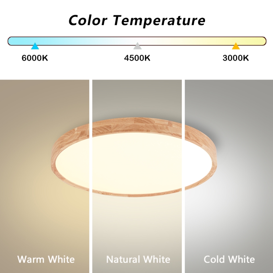 Brilagi - Φωτιστικό οροφής LED WOODROUND LED/30W/230V 3000/4000/6000K Ø 40 cm ξύλο CRI 90