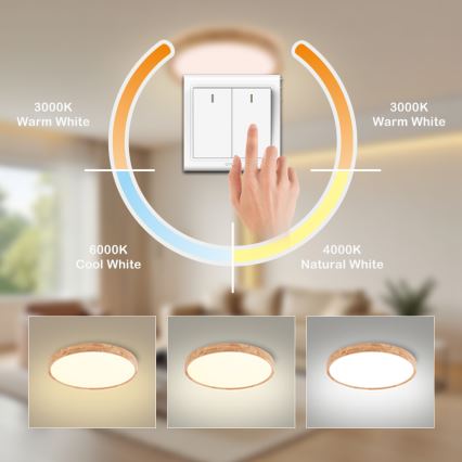 Brilagi - Φωτιστικό οροφής LED WOODROUND LED/30W/230V 3000/4000/6000K Ø 40 cm ξύλο CRI 90