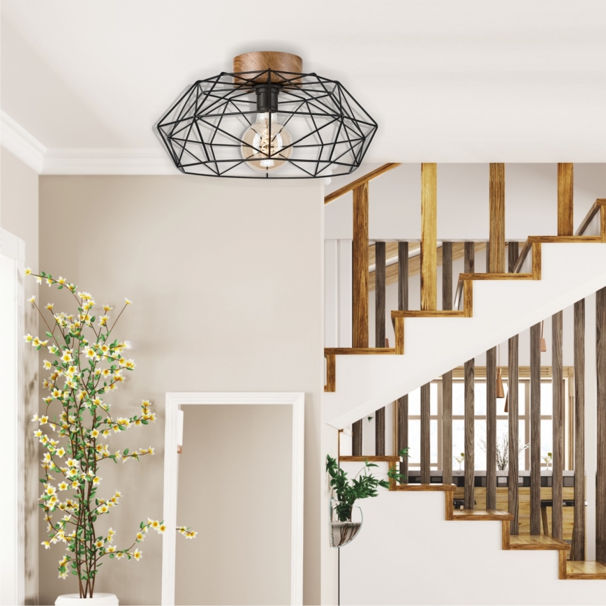 Brilagi - Φωτιστικό οροφής WOODY BASKET 1xE27/60W/230V Ø 40 cm, σε απόχρωση βελανιδιάς/καρυδιάς