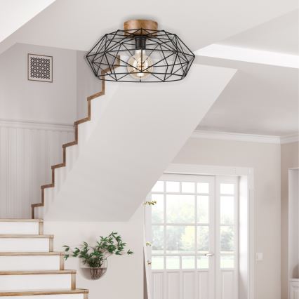 Brilagi - Φωτιστικό οροφής WOODY BASKET 1xE27/60W/230V Ø 40 cm, σε απόχρωση βελανιδιάς/καρυδιάς