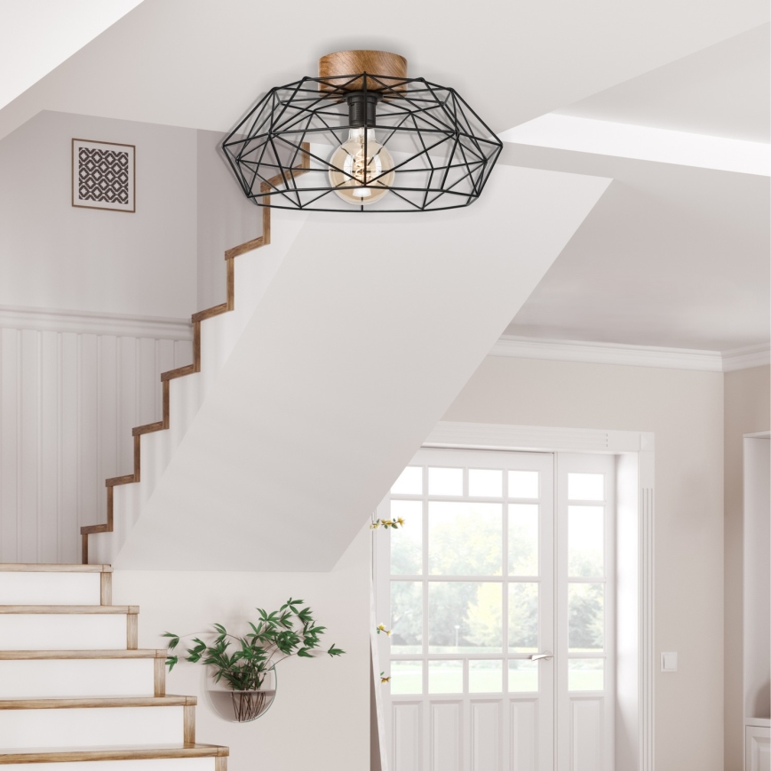 Brilagi - Φωτιστικό οροφής WOODY BASKET 1xE27/60W/230V Ø 40 εκ. δρυς