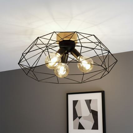 Brilagi - Φωτιστικό οροφής WOODY BASKET 3xE27/60W/230V Ø 60 εκ. σε απόχρωση βελανιδιάς