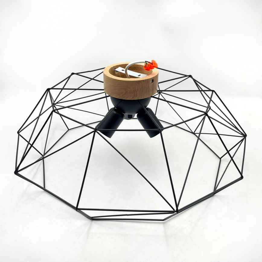 Brilagi - Φωτιστικό οροφής WOODY BASKET 3xE27/60W/230V Ø 60 εκ. σε απόχρωση βελανιδιάς