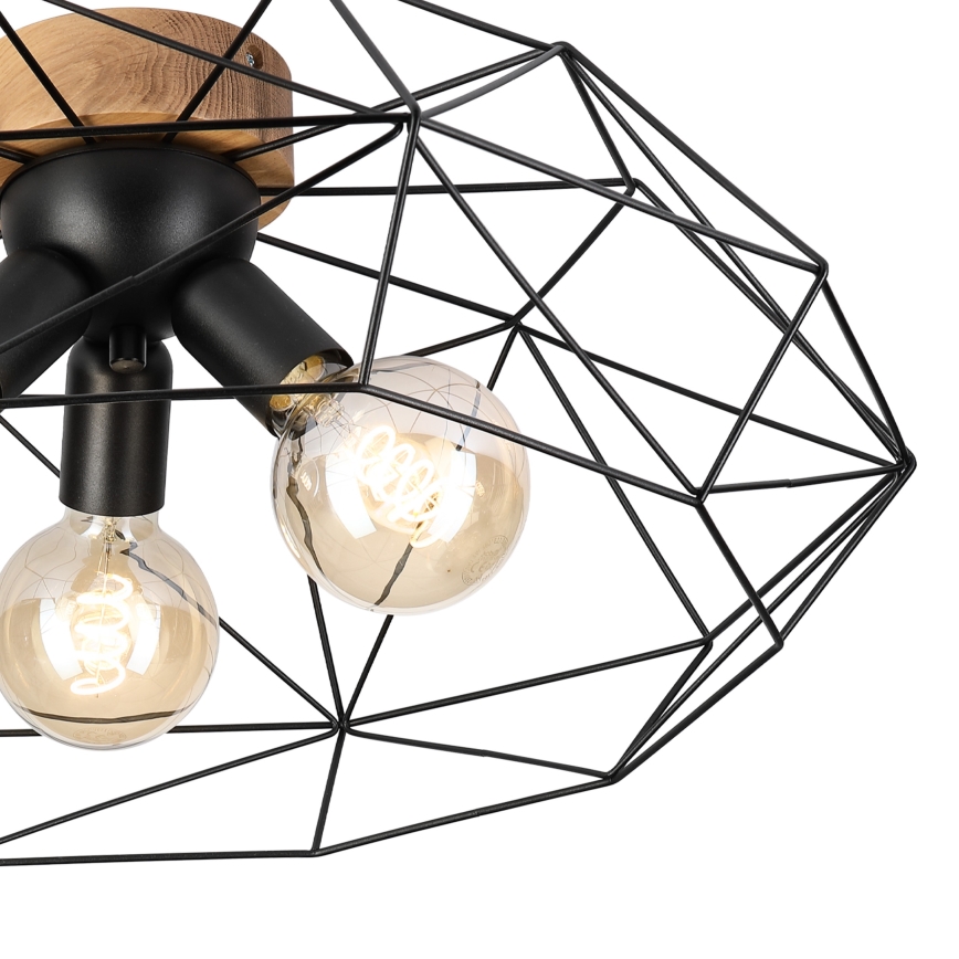 Brilagi - Φωτιστικό οροφής WOODY BASKET 3xE27/60W/230V Ø 60 εκ. σε απόχρωση βελανιδιάς