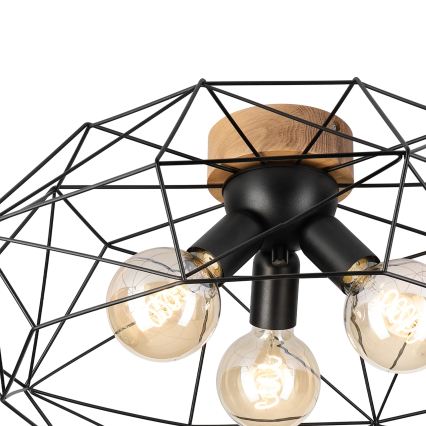 Brilagi - Φωτιστικό οροφής WOODY BASKET 3xE27/60W/230V Ø 60 εκ. σε απόχρωση βελανιδιάς