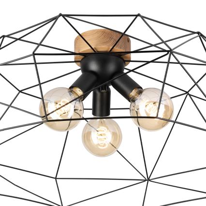 Brilagi - Φωτιστικό οροφής WOODY BASKET 3xE27/60W/230V Ø 80 εκ. βελανιδιά