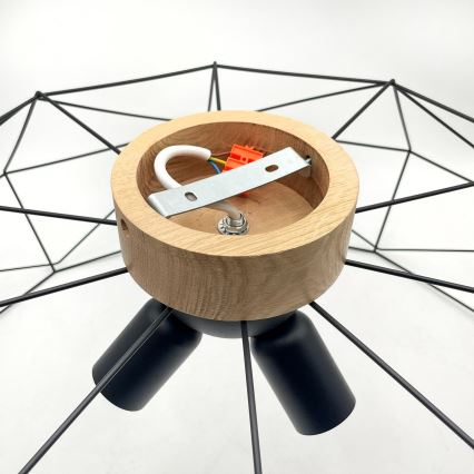 Brilagi - Φωτιστικό οροφής WOODY BASKET 3xE27/60W/230V Ø 80 εκ. βελανιδιά