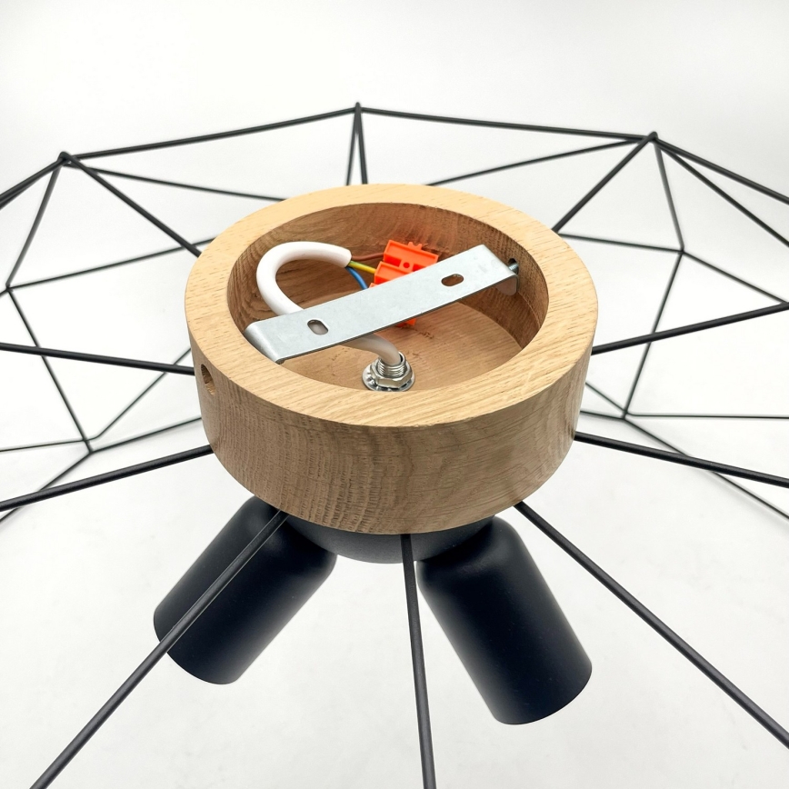 Brilagi - Φωτιστικό οροφής WOODY BASKET 3xE27/60W/230V Ø 80 εκ. βελανιδιά