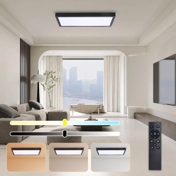 Brilagi - Φωτιστικό οροφής μπάνιου dimming LED FRAME SMART LED/30W/230V 30x60 cm 3000-6000K  IP44 μαύρο  + τηλεχειριστήριο