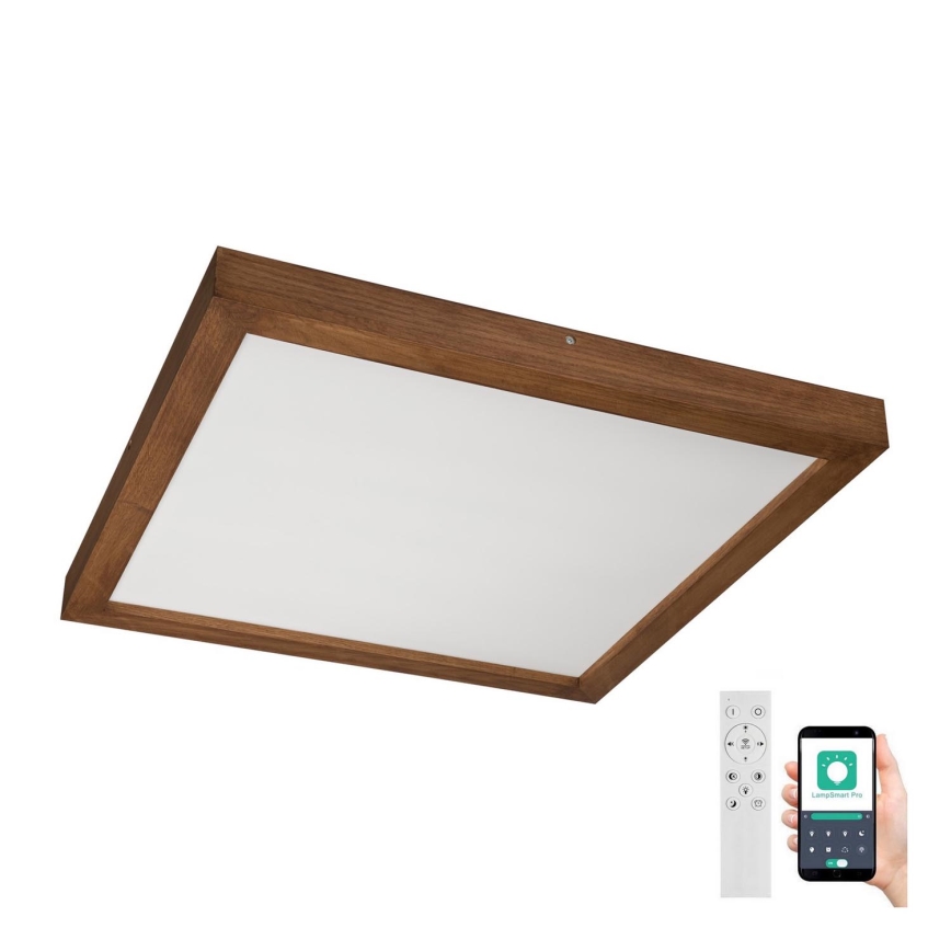 Brilagi - Φωτιστικό οροφής μπάνιου dimming LED WOODY FRAME LED/50W/230V δρυς κερασιά 60x60 cm 3000-6000K IP44 + τηλεχειριστήριο