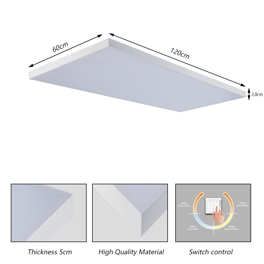 Brilagi - LED φωτιστικό οροφής μπάνιου FRAME LED/96W/230V 120x60 cm 3000/4000/6000K IP44 λευκό