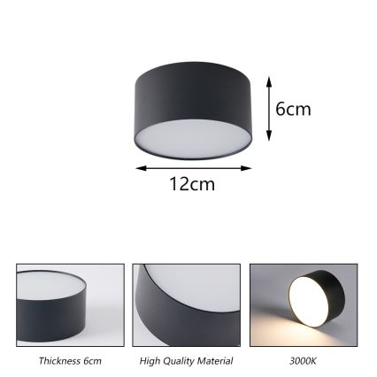 Brilagi - LED φωτιστικό οροφής μπάνιου FORIS LED/14W/230V διάμ. 12 cm μαύρο IP44