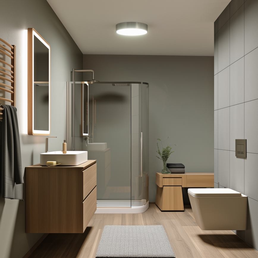 Brilagi - Φωτιστικό οροφής LED για μπάνιο POOL LED/24W/230V 3000/4000/5500K Ø 30 cm IP54 ματ χρώμιο