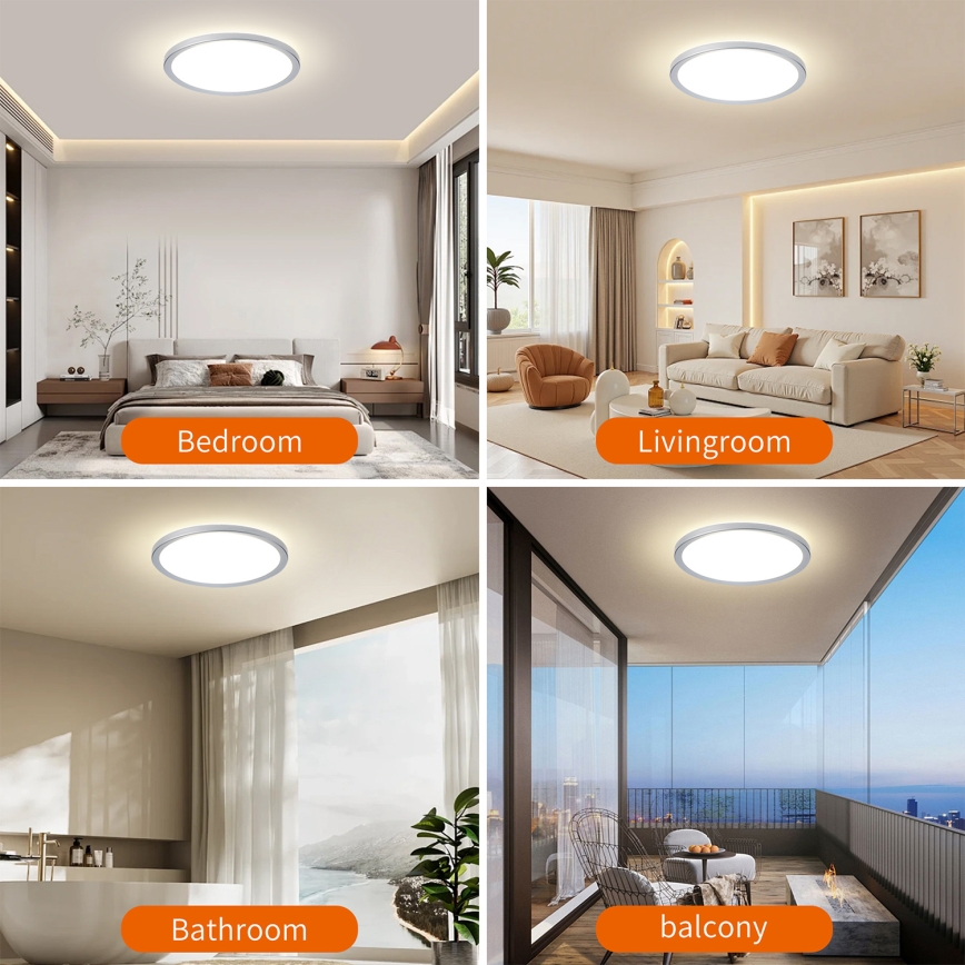 Brilagi - LED φωτιστικό οροφής μπάνιου ΥΠΕΡΛΕΠΤΟ LED/24W/230V διάμ. 42 cm ασημί IP54