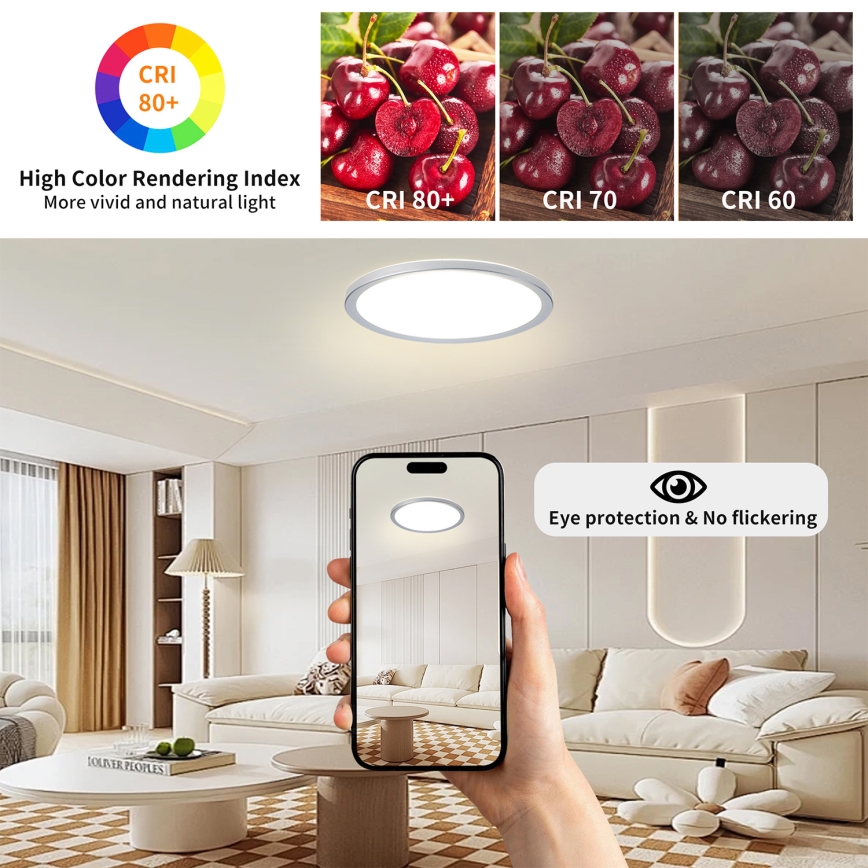 Brilagi - LED φωτιστικό οροφής μπάνιου ΥΠΕΡΛΕΠΤΟ LED/24W/230V διάμ. 42 cm ασημί IP54