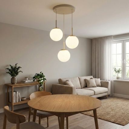 Brilagi - Φωτιστικό οροφής με καλώδιο 3xE27/60W/230V μπεζ/χρυσό