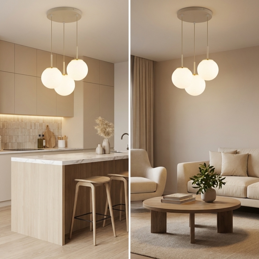 Brilagi - Φωτιστικό οροφής με καλώδιο 3xE27/60W/230V μπεζ/χρυσό