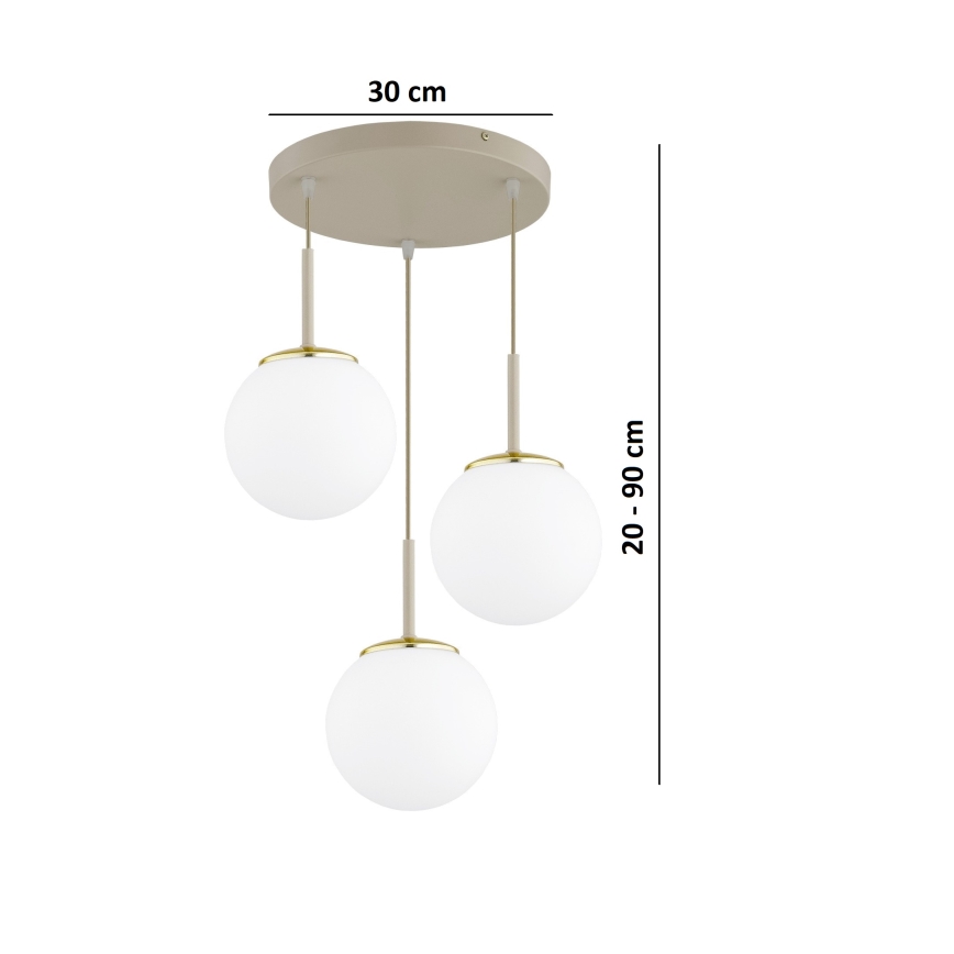 Brilagi - Φωτιστικό οροφής με καλώδιο 3xE27/60W/230V μπεζ/χρυσό