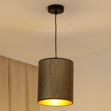 Brilagi - Φωτιστικό οροφής με καλώδιο BOSTON ROLLER 1xE27/15W/230V διάμ. 21 εκ. καφέ/χρυσό ψάθα