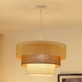 BRILAGI - Φωτιστικό οροφής με καλώδιο CEDAR LUNETA 1xE27/15W/230V διάμ. 45 εκ. ράταν/καφέ/κρεμ