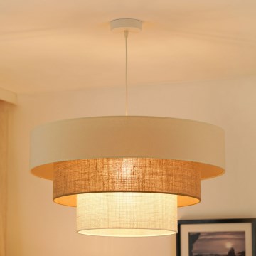 Brilagi - Φωτιστικό οροφής με καλώδιο DENVER LUNETA 1xE27/15W/230V διάμ. 60 εκ. μπεζ/καφέ/κρεμ