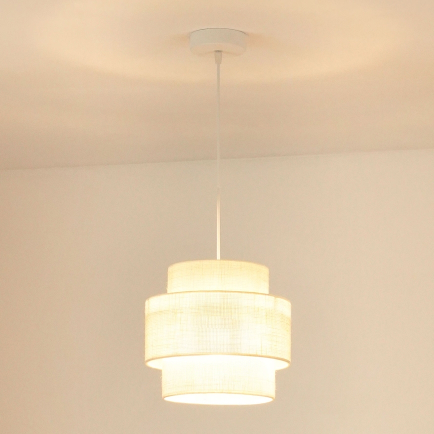 Brilagi - Φωτιστικό οροφής με καλώδιο SPACE YUTE 1xE27/15W/230V διάμ. 25 εκ. κρεμ/λευκό