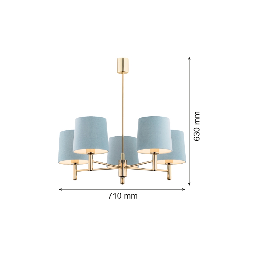 Brilagi - Φωτιστικό οροφής με ράβδο MONTE 5xE27/15W/230V μπλε/χρυσό
