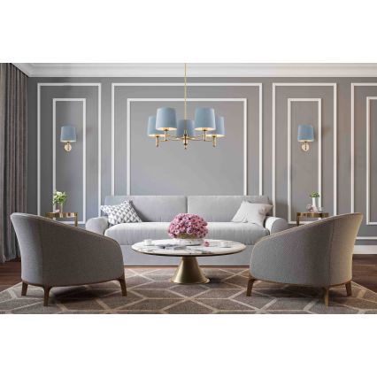 Brilagi - Φωτιστικό οροφής με ράβδο MONTE 5xE27/60W/230V μπλε/χρυσό