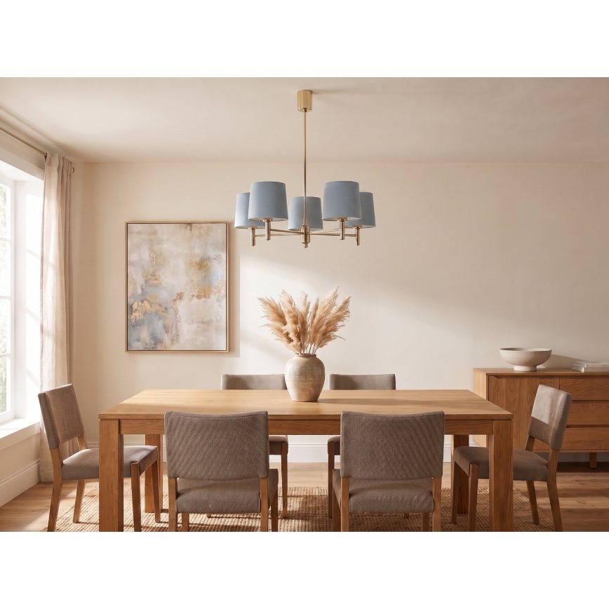 Brilagi - Φωτιστικό οροφής με ράβδο MONTE 5xE27/60W/230V μπλε/χρυσό