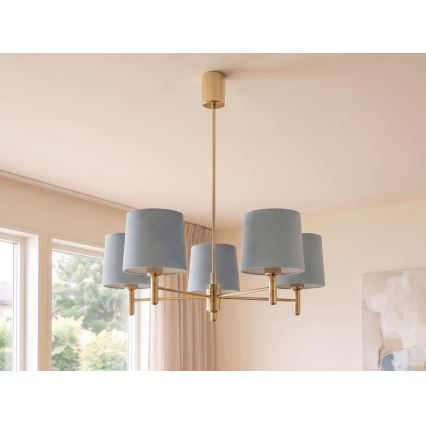 Brilagi - Φωτιστικό οροφής με ράβδο MONTE 5xE27/60W/230V μπλε/χρυσό
