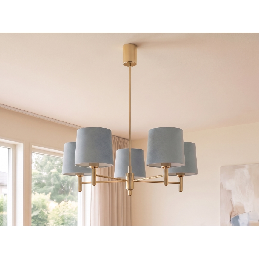 Brilagi - Φωτιστικό οροφής με ράβδο MONTE 5xE27/60W/230V μπλε/χρυσό