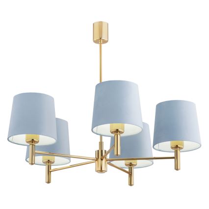 Brilagi - Φωτιστικό οροφής με ράβδο MONTE 5xE27/60W/230V μπλε/χρυσό