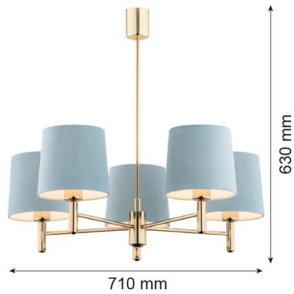 Brilagi - Φωτιστικό οροφής με ράβδο MONTE 5xE27/60W/230V μπλε/χρυσό