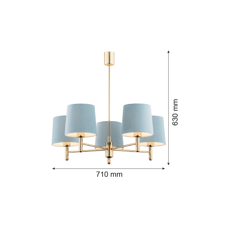 Brilagi - Φωτιστικό οροφής με ράβδο MONTE 5xE27/60W/230V μπλε/χρυσό
