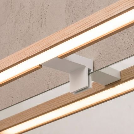 Brilagi - LED φωτισμός καθρέφτη μπάνιου 3 σε 1 WOODY MIRROR LED/8W/230V 40 cm IP44 λευκό/δρυς