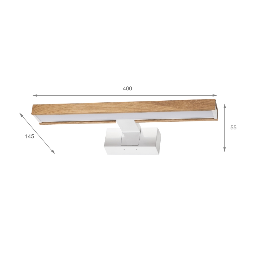 Brilagi - LED φωτισμός καθρέφτη μπάνιου 3 σε 1 WOODY MIRROR LED/8W/230V 40 cm IP44 λευκό/δρυς