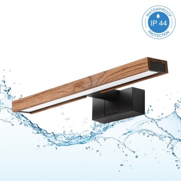 Brilagi - Φωτισμός καθρέφτη μπάνιου LED WOODY MIRROR 3 σε 1 LED/8W/230V 40 cm IP44 μαύρο/βελανιδιά