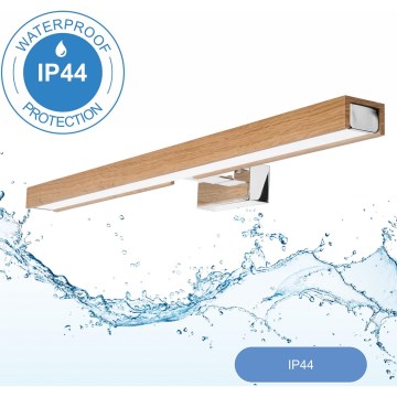 Brilagi - Φωτισμός καθρέφτη μπάνιου LED WOODY MIRROR LED/12W/230V 60 cm IP44 δρυς/γυαλιστερό χρώμιο