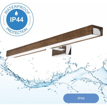 Brilagi - Φωτισμός καθρέφτη μπάνιου LED WOODY MIRROR LED/12W/230V 60 cm IP44 δρυς/γυαλιστερό χρώμιο