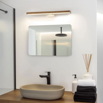 Brilagi - Φωτισμός καθρέφτη μπάνιου LED WOODY MIRROR LED/12W/230V 60 cm IP44 δρυς καρυδιά/λευκό