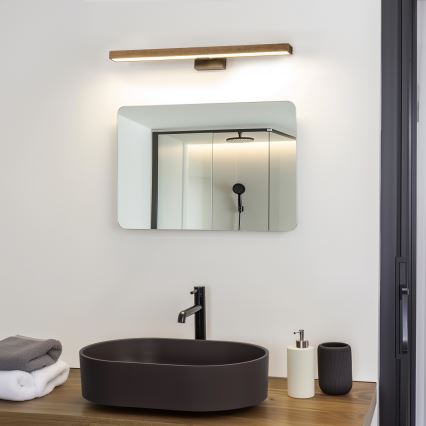 Brilagi - Φωτισμός καθρέφτη μπάνιου LED WOODY MIRROR LED/12W/230V 60 cm IP44 δρυς καρυδιά/μαύρο