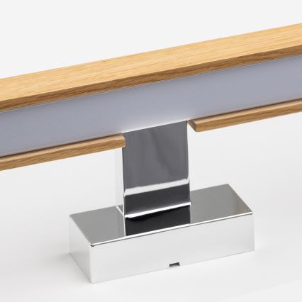 Brilagi - Φωτισμός καθρέφτη μπάνιου LED WOODY MIRROR LED/12W/230V 60 cm IP44 δρυς/γυαλιστερό χρώμιο