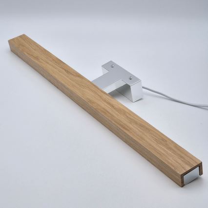 Brilagi - Φωτισμός καθρέφτη μπάνιου LED WOODY MIRROR LED/12W/230V 60 cm IP44 δρυς/γυαλιστερό χρώμιο