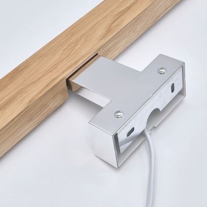 Brilagi - Φωτισμός καθρέφτη μπάνιου LED WOODY MIRROR LED/12W/230V 60 cm IP44 δρυς/γυαλιστερό χρώμιο