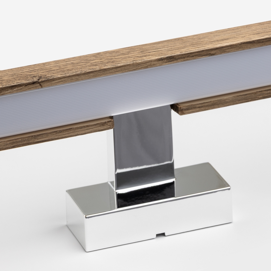 Brilagi - Φωτισμός καθρέφτη μπάνιου LED WOODY MIRROR LED/12W/230V 60 cm IP44 δρυς καρυδιά/γυαλιστερό χρώμιο